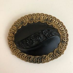 Antique Black Victorian Brooch